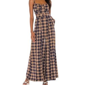 ONE PIECE Dark Blue and brown checkers with a belt.